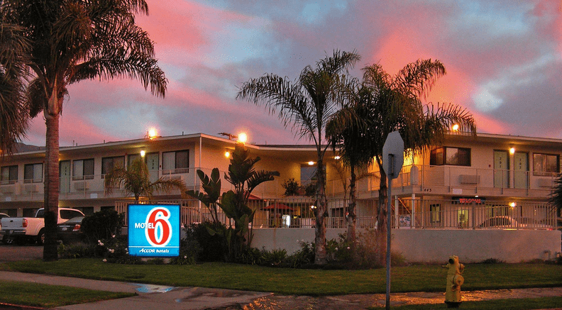 Motel 6 - one of the hotel chains for pets, where pets stay for free!